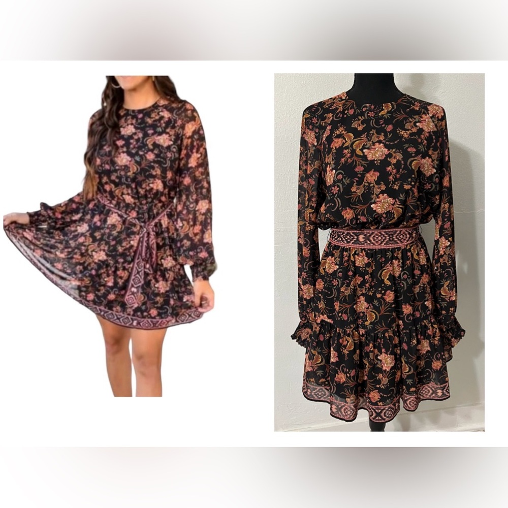 Love Colette Long Sleeve Floral Belted Dress Perfect dress for all occasion Boho